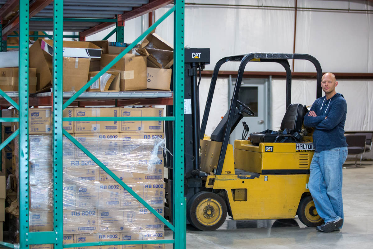 Man in warehouse